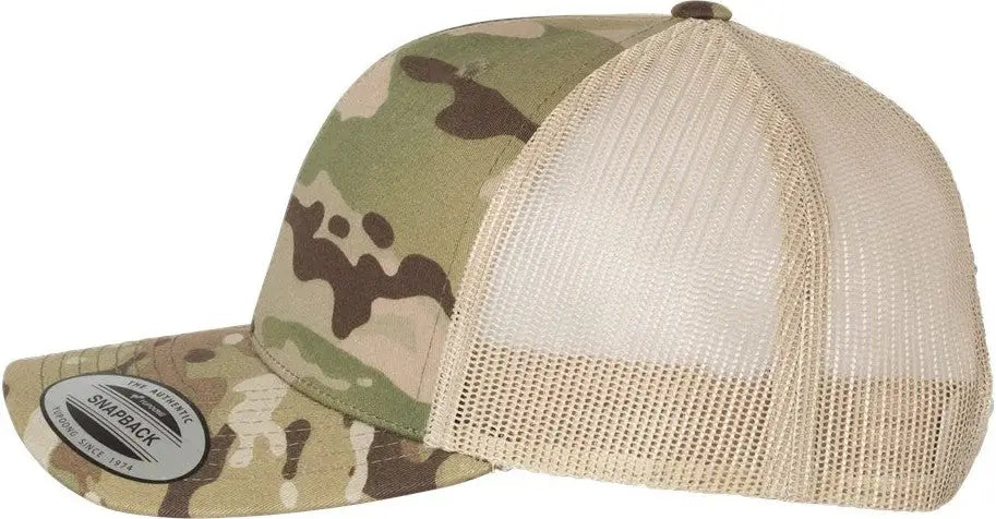 Yp Classics 6606 Retro Trucker Cap - Multicam Green Khaki - one Size Fits Most