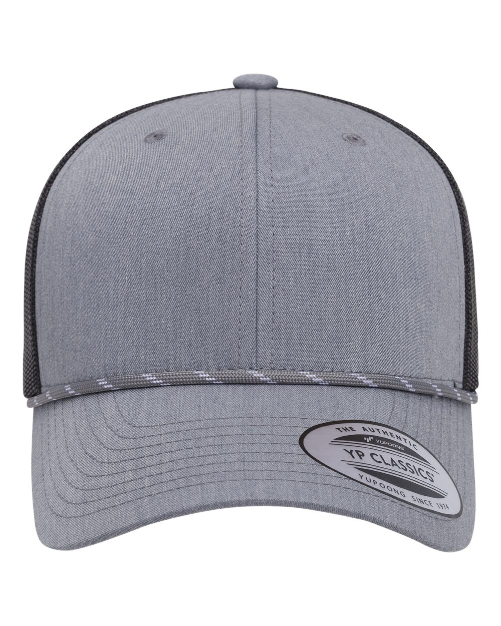 Yp Classics 6606bd Retro Trucker Rope Cap - Heather Grey Black