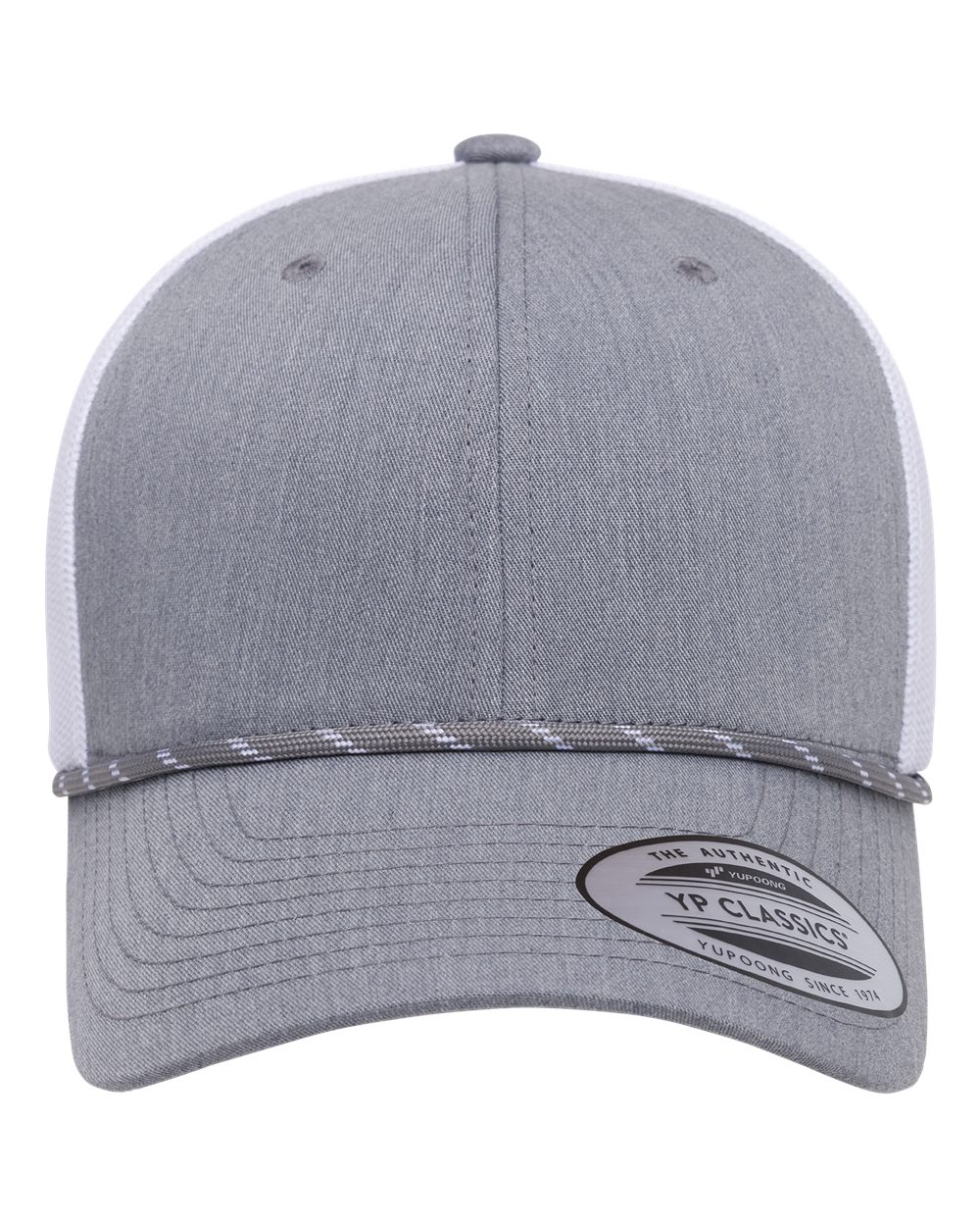 Yp Classics 6606bd Retro Trucker Rope Cap - Heather Grey White