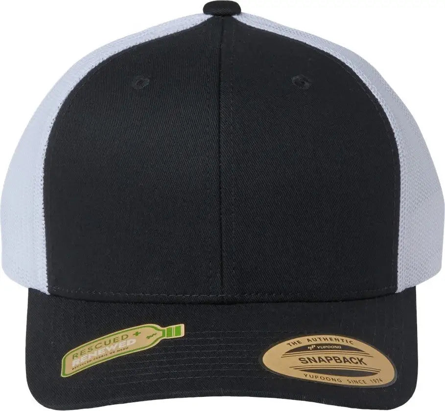 Yp Classics 6606r Sustainable Retro Trucker Cap - Black White - one Size Fits Most