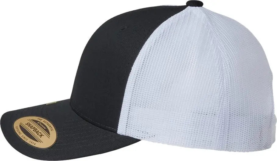 Yp Classics 6606r Sustainable Retro Trucker Cap - Black White - one Size Fits Most