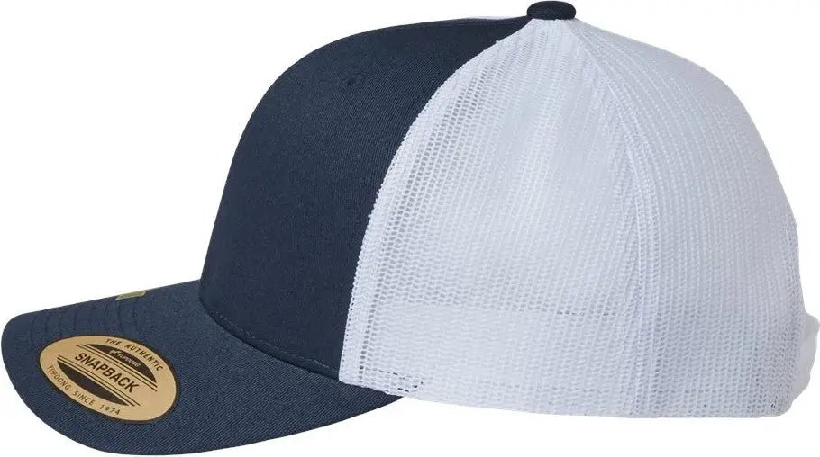 Yp Classics 6606r Sustainable Retro Trucker Cap - Navy White - one Size Fits Most
