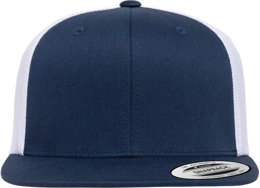 Yp Classics 6609 Retro High Profile Trucker Cap - Navy White - one Size Fits Most