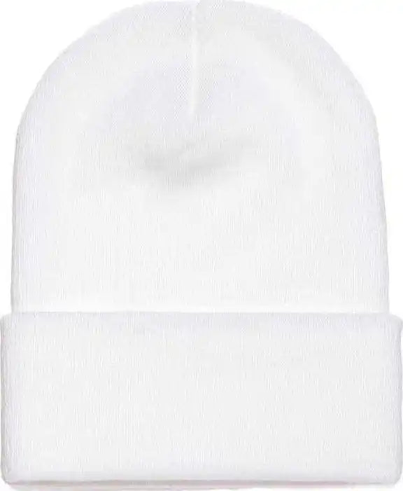 Yupoong 1501kc Classics Cuffed Knit Beanie - White - one Size Fits Most
