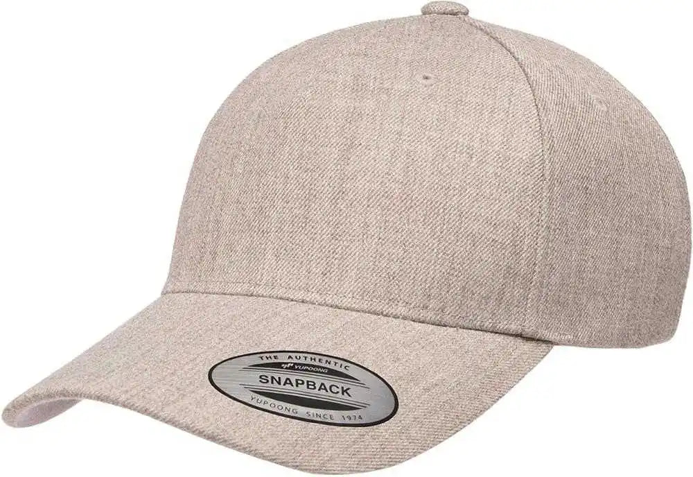 Yupoong 5789m Classics 5-panel Premium Curved Visor Snapback Cap - Heather - Gray / 6 5/8’’ - 7