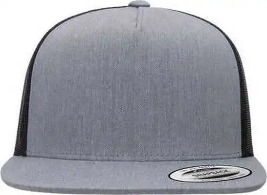 Yupoong 6006 Five Panel Classic Trucker Cap Heather Black / one Size Fits Most