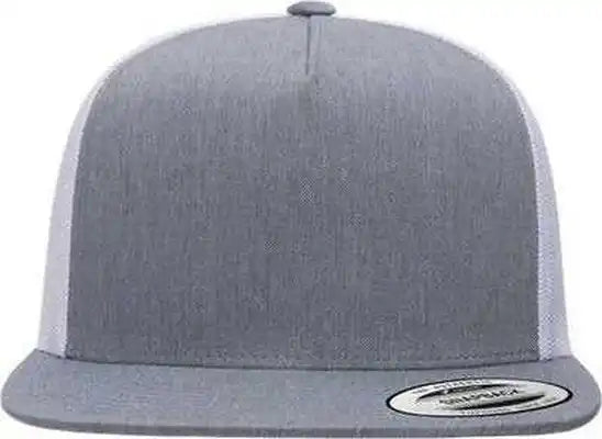 Yupoong 6006 Five Panel Classic Trucker Cap Heather White / one Size Fits Most