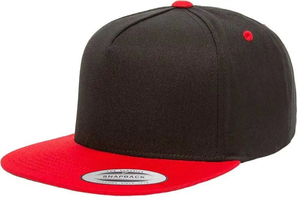 Yupoong 6007t Classics 5 Panel Cotton Twill Snapback Cap 2 Tone Black Red / 6 5/8’’ 7