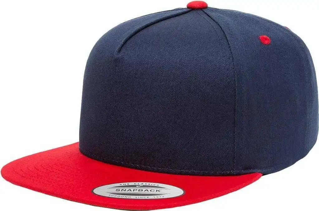Yupoong 6007t Classics 5 Panel Cotton Twill Snapback Cap 2 Tone Navy Red / 6 5/8’’ 7