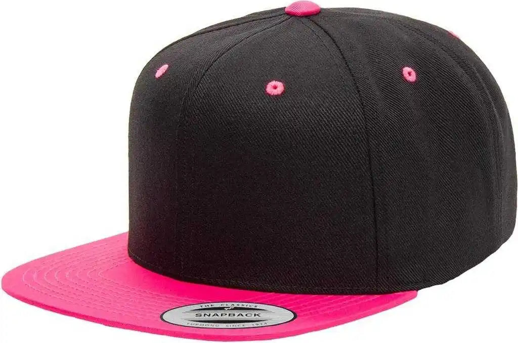Yupoong 6089mt Classics Premium Snapback Cap 2 Tone Black Neon Pink / 6 5/8’’ 7