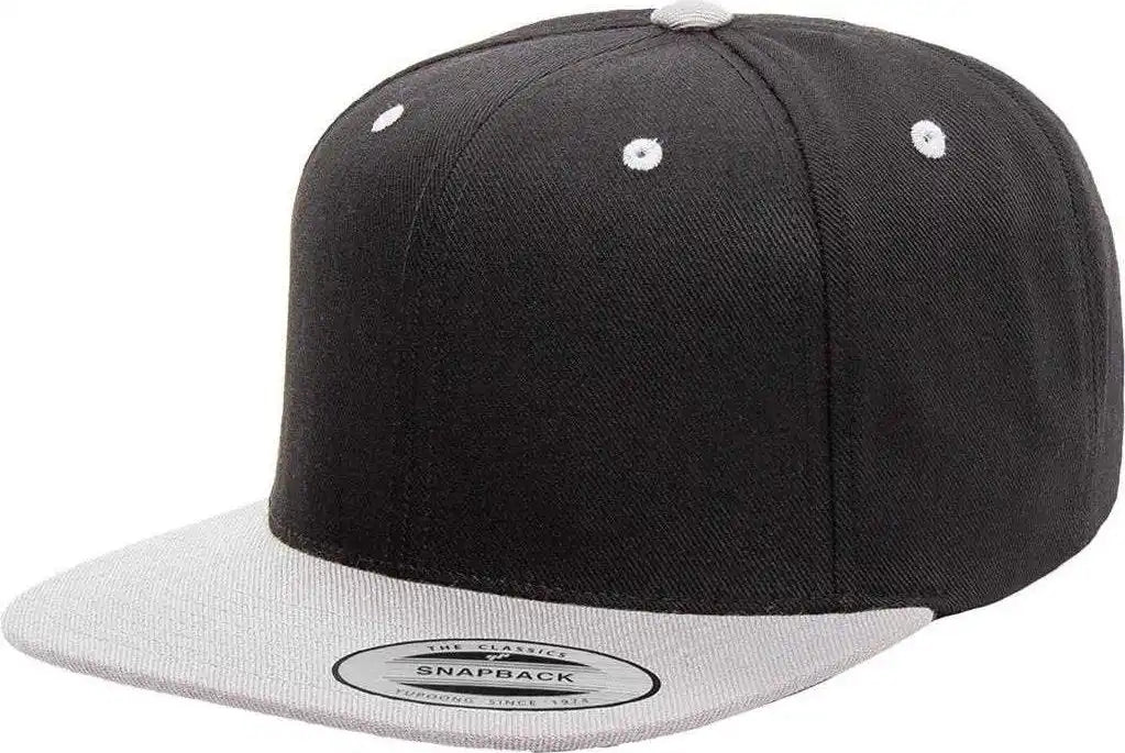 Yupoong 6089mt Classics Premium Snapback Cap 2-tone - Black Silver - Light Gray / 6 5/8’’ - 7