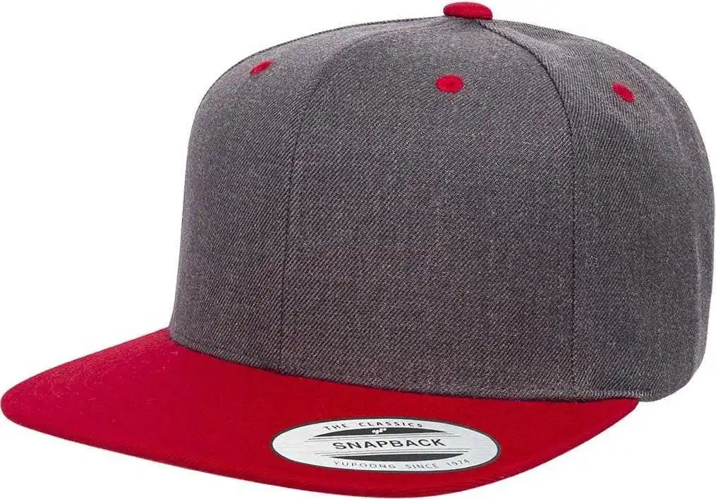 Yupoong 6089mt Classics Premium Snapback Cap 2-tone - Dark Heather Red - Gray / 6 5/8’’ - 7