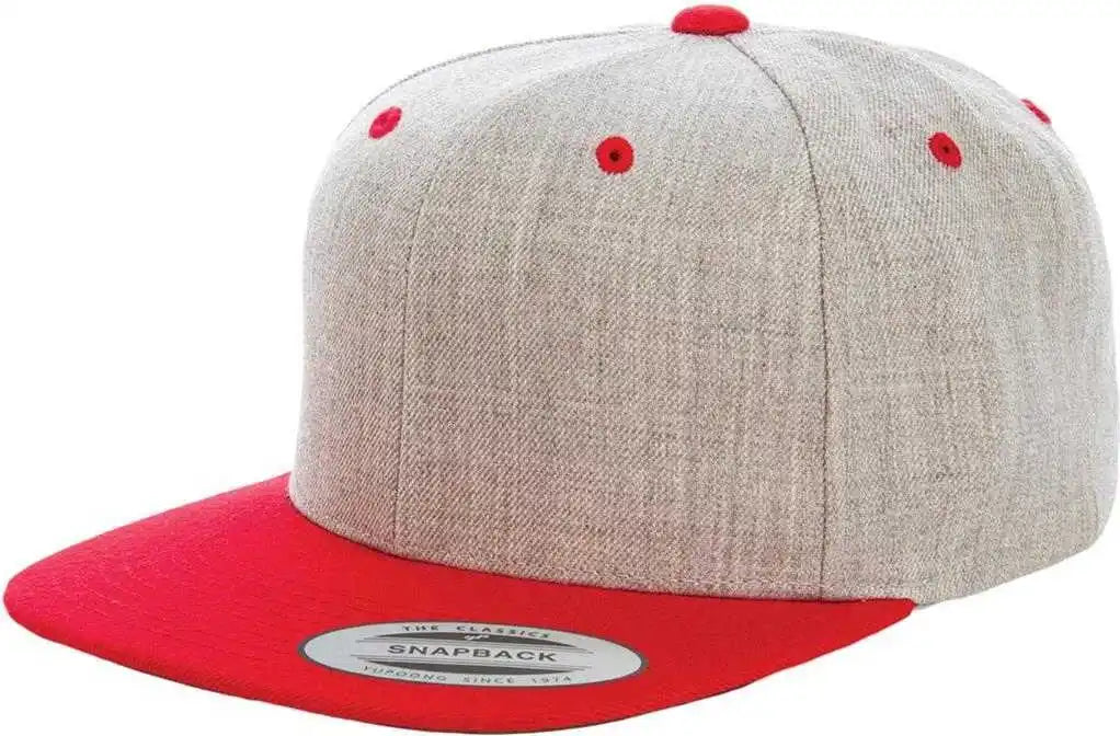 Yupoong 6089mt Classics Premium Snapback Cap 2-tone - Heather Red - Gray / 6 5/8’’ - 7