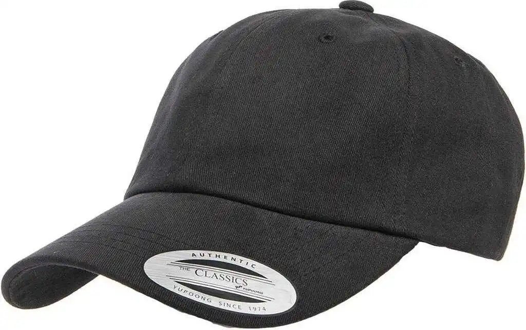 Yupoong 6245pt Classics Peached Cotton Twill Dad Cap Black / 6 5/8’’ 7