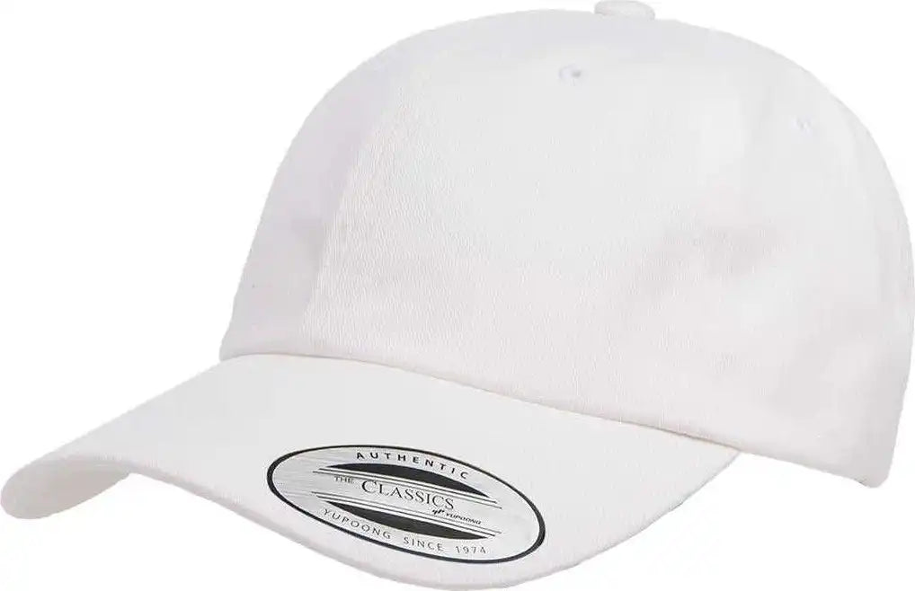 Yupoong 6245pt Classics Peached Cotton Twill Dad Cap White / 6 5/8’’ 7