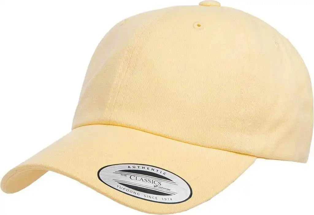 Yupoong 6245pt Classics Peached Cotton Twill Dad Cap - Yellow - 6 5/8’’ - 7