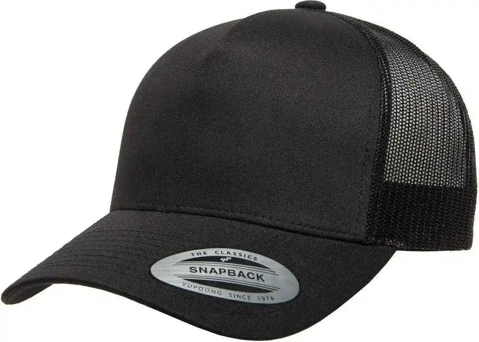 Yupoong 6506 Classics 5 Panel Retro Trucker Cap Black / 6 5/8’’ 7