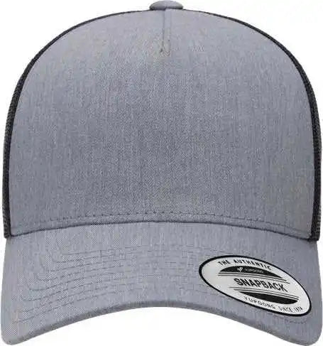 Yupoong 6506 Five Panel Retro Trucker Cap Heather Black / one Size Fits Most