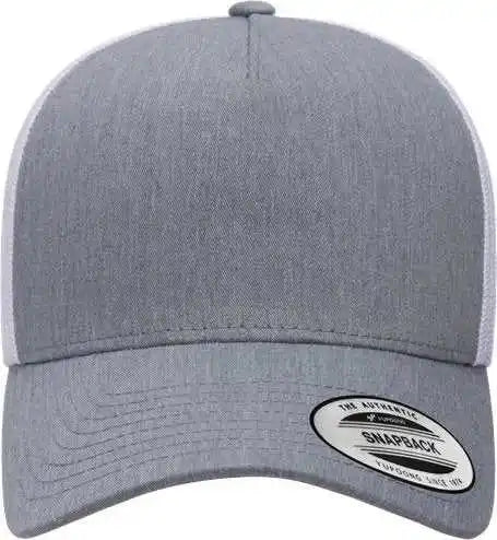 Yupoong 6506 Five Panel Retro Trucker Cap Heather White / one Size Fits Most