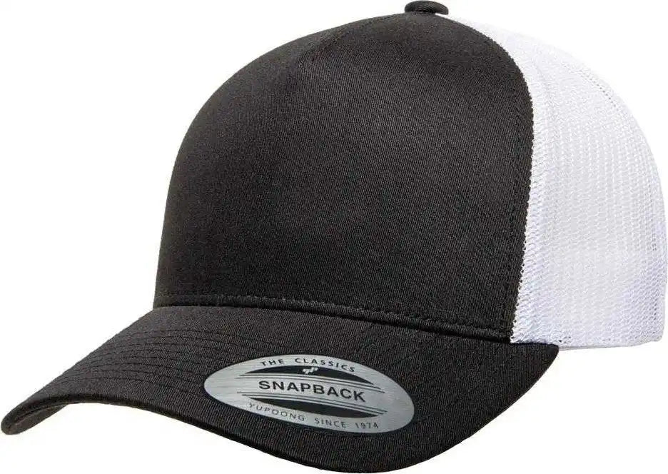 Yupoong 6506t Classics 5 Panel Retro Trucker Cap 2 Tone Black White / 6 5/8’’ 7
