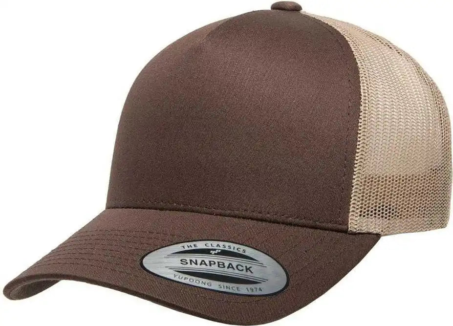 Yupoong 6506t Classics 5 Panel Retro Trucker Cap 2 Tone Brown Khaki / 6 5/8’’ 7