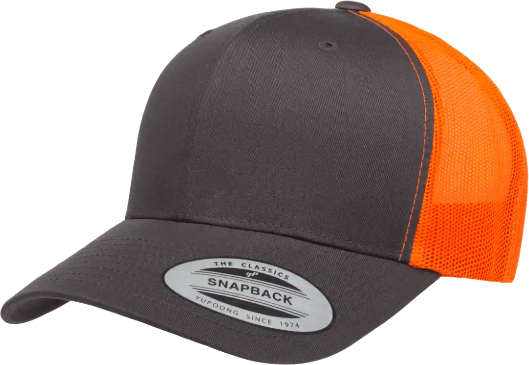 Yupoong 6606t Classics Retro Trucker Cap 2 Tone Charcoal Neon Orange Dark Gray / 6 5/8’’ 7