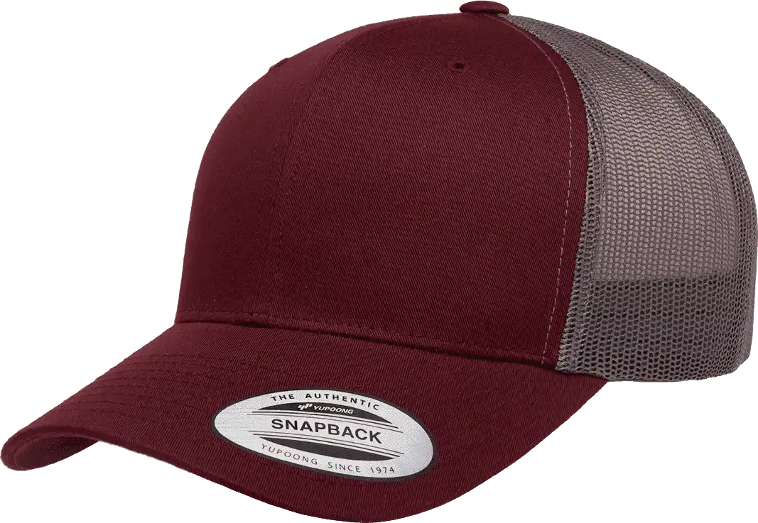 Yupoong 6606t Classics Retro Trucker Cap 2-tone - Maroon Gray - 6 5/8’’ - 7