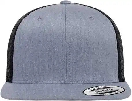 Yupoong 6609 Retro High Profile Trucker Cap - Heather Gray Black - one Size Fits Most