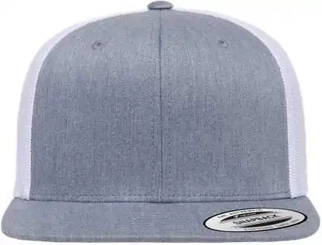 Yupoong 6609 Retro High Profile Trucker Cap - Heather Gray White - one Size Fits Most