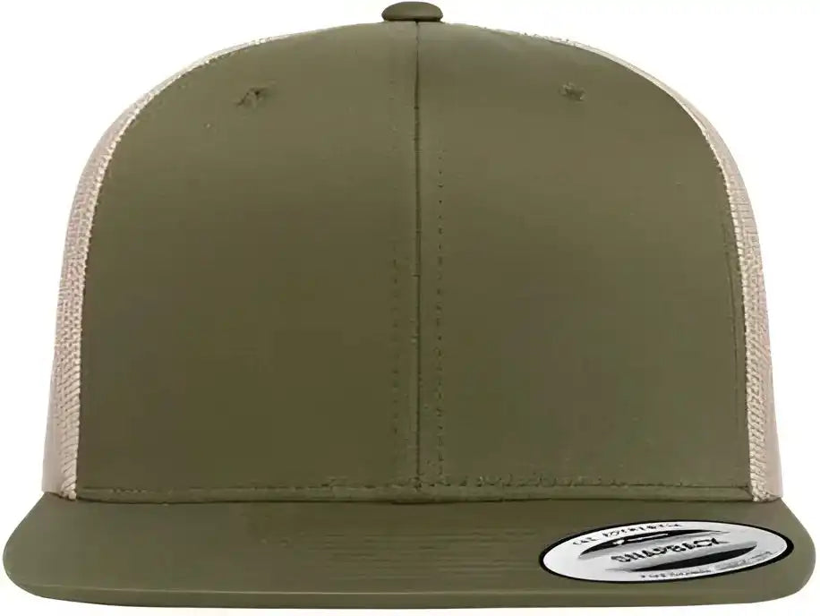 Yupoong 6609 Retro High Profile Trucker Cap Moss Green Khaki / one Size Fits Most