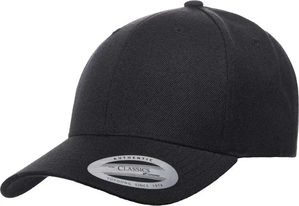 Yupoong 6789m Classics Premium Curved Visor Snapback Cap - Black - 6 5/8’’ - 7