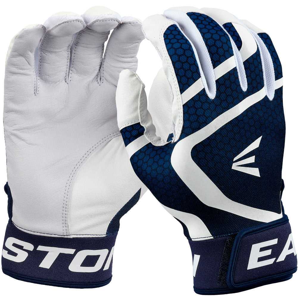 Easton MAV GT Youth Batting Gloves - White Navy - HIT a Double - 1
