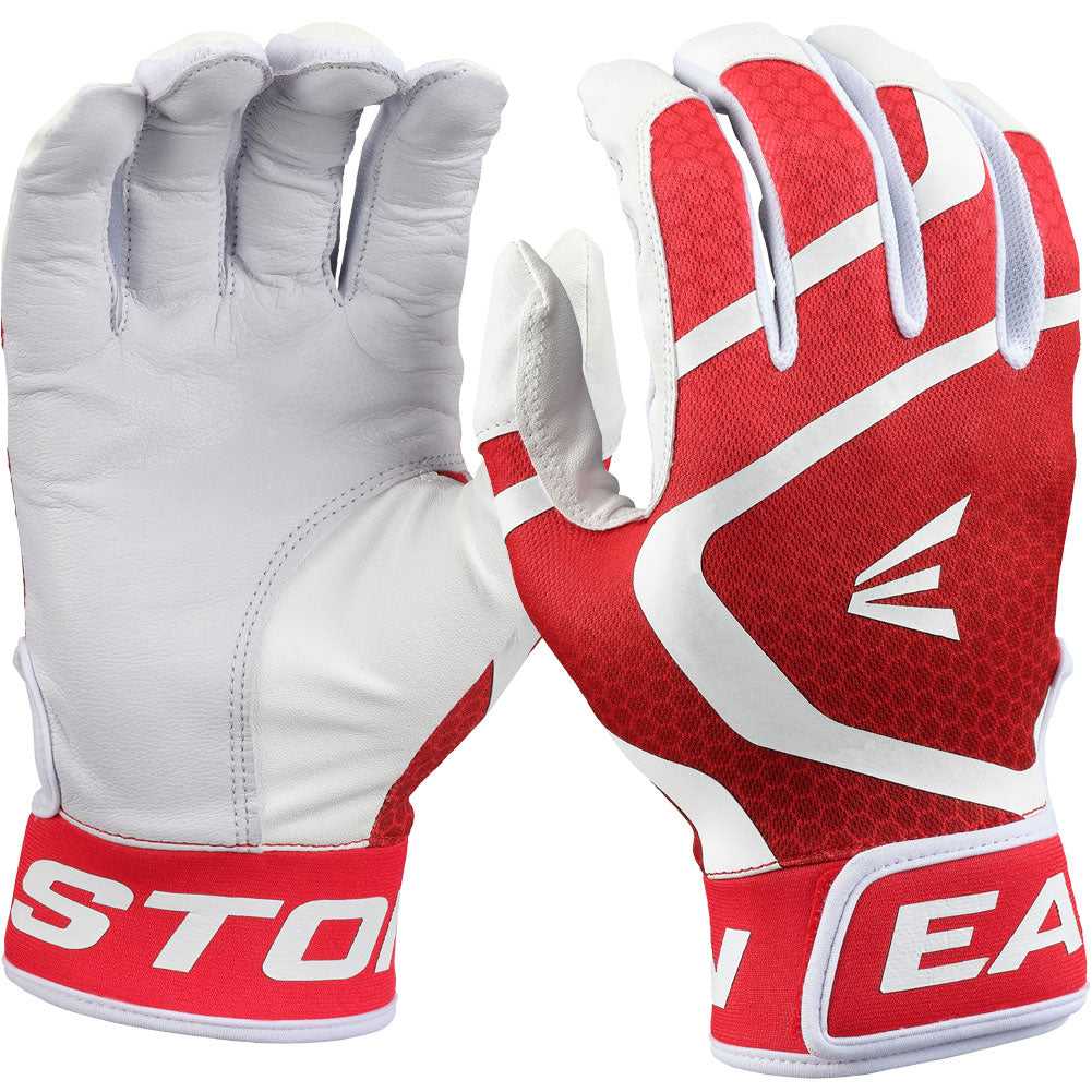 Easton MAV GT Youth Batting Gloves - White Red - HIT a Double - 1