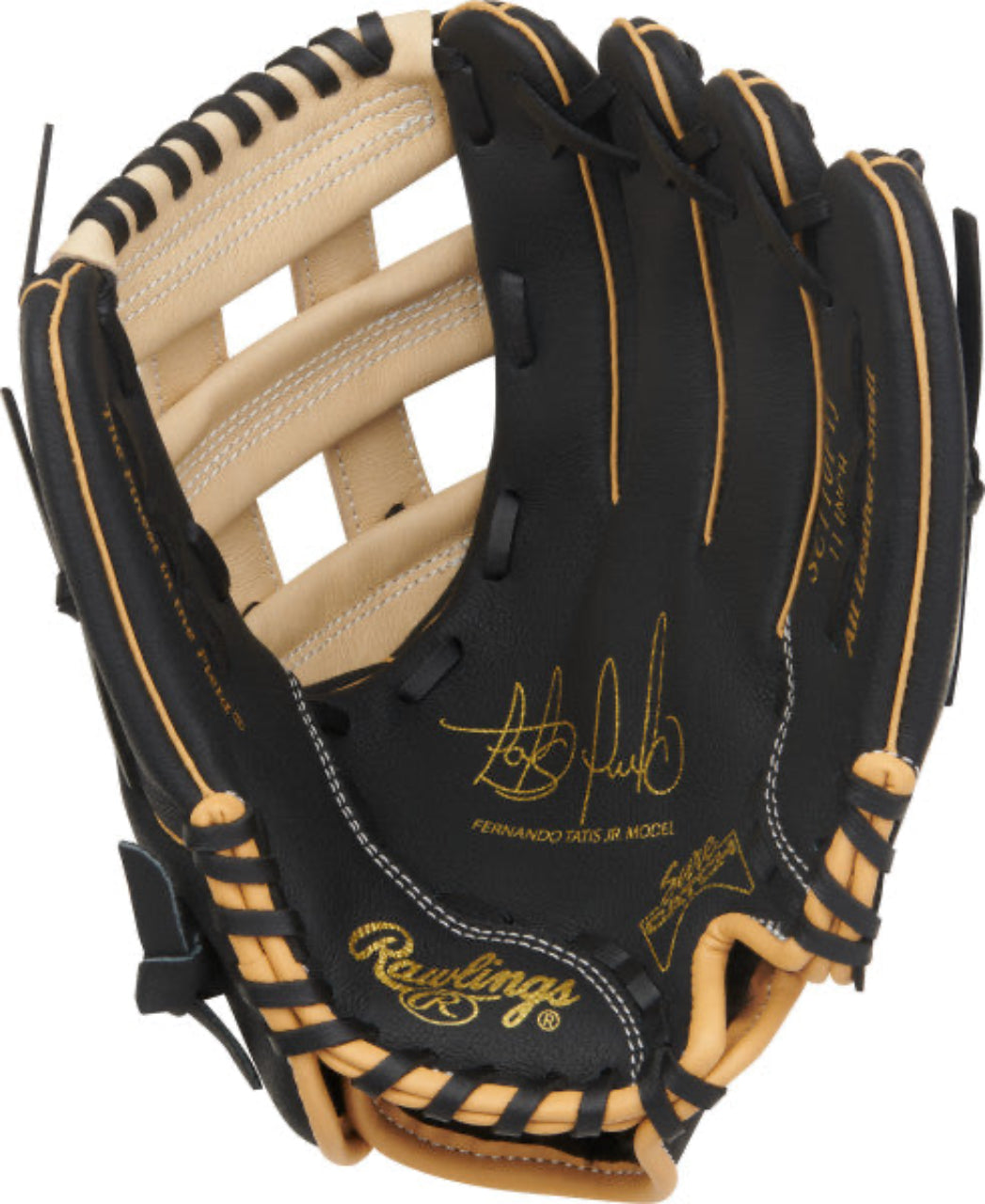 Rawlings Sure Catch 11.00" Fernando Tatis Baseball Utility Glove SC110FTJ - Black Camel - HIT a Double - 1