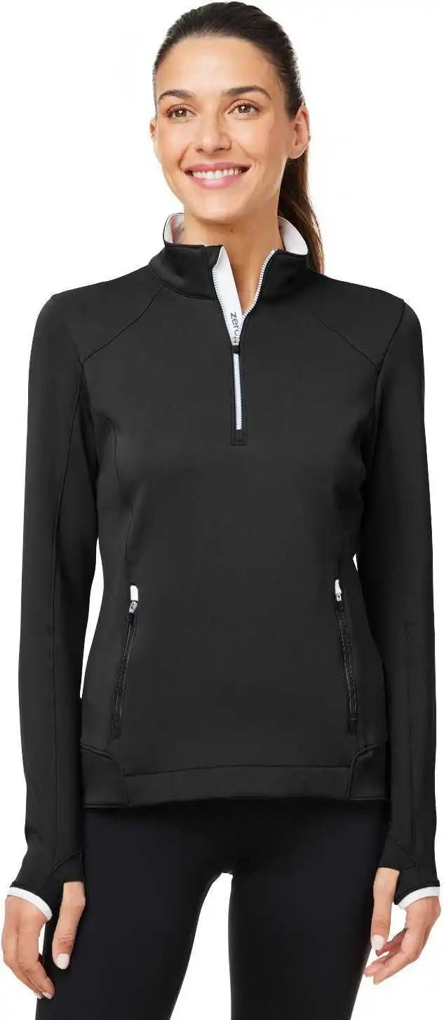 Zero Restriction L1022l Ladies’ Sofia Quarter-zip Pullover - Black