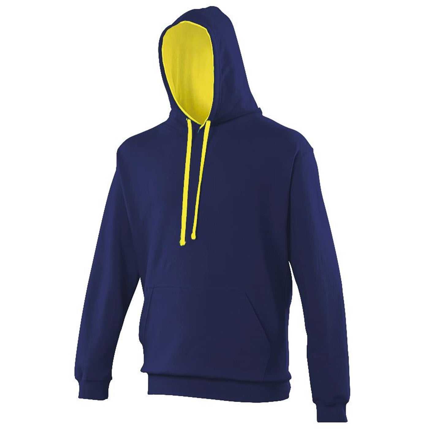 Just Hoods JHA003 Varsity Contrast Hoodie - Oxford Navy Sun Yellow - HIT a Double