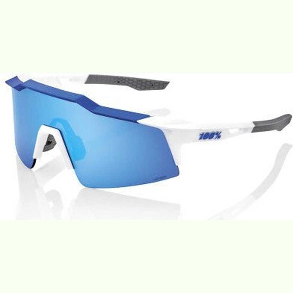100% 60008-00003 Speedcraft SL Sunglasses Matte White Metallic Blue with HiPER Blue Lens - HIT a Double - 1
