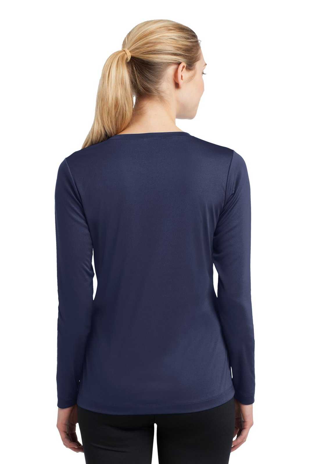 Sport-Tek LST353LS Ladies Long Sleeve PosiCharge Competitor V-Neck Tee - True Navy - HIT a Double - 2