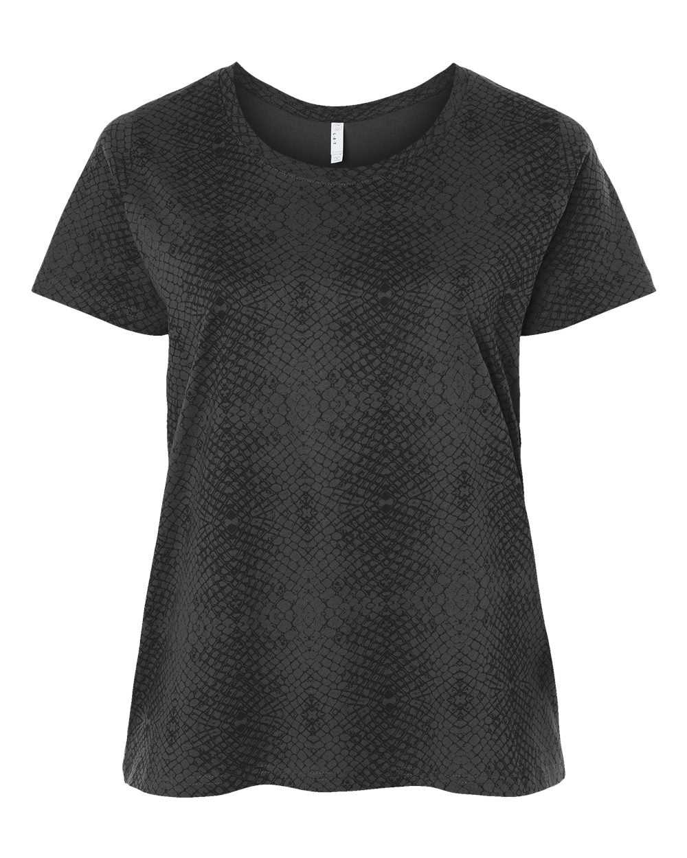Lat 3816 Curvy Collection Women&#39;s Fine Jersey Tee - Black Reptile - HIT a Double - 1