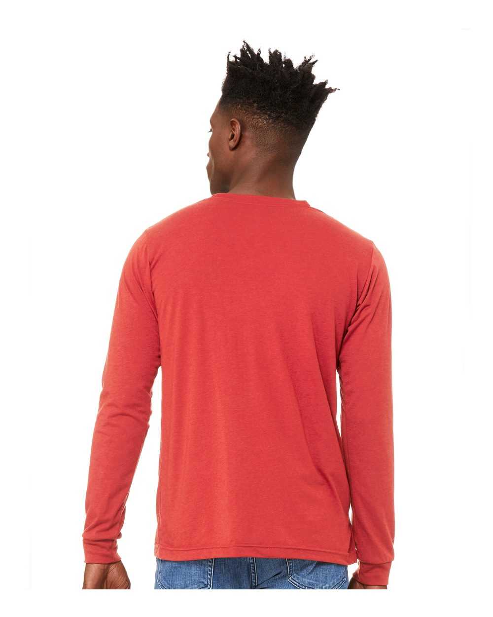 Bella + Canvas 3513 Unisex Triblend Long Sleeve Tee - Red Triblend - HIT a Double - 3
