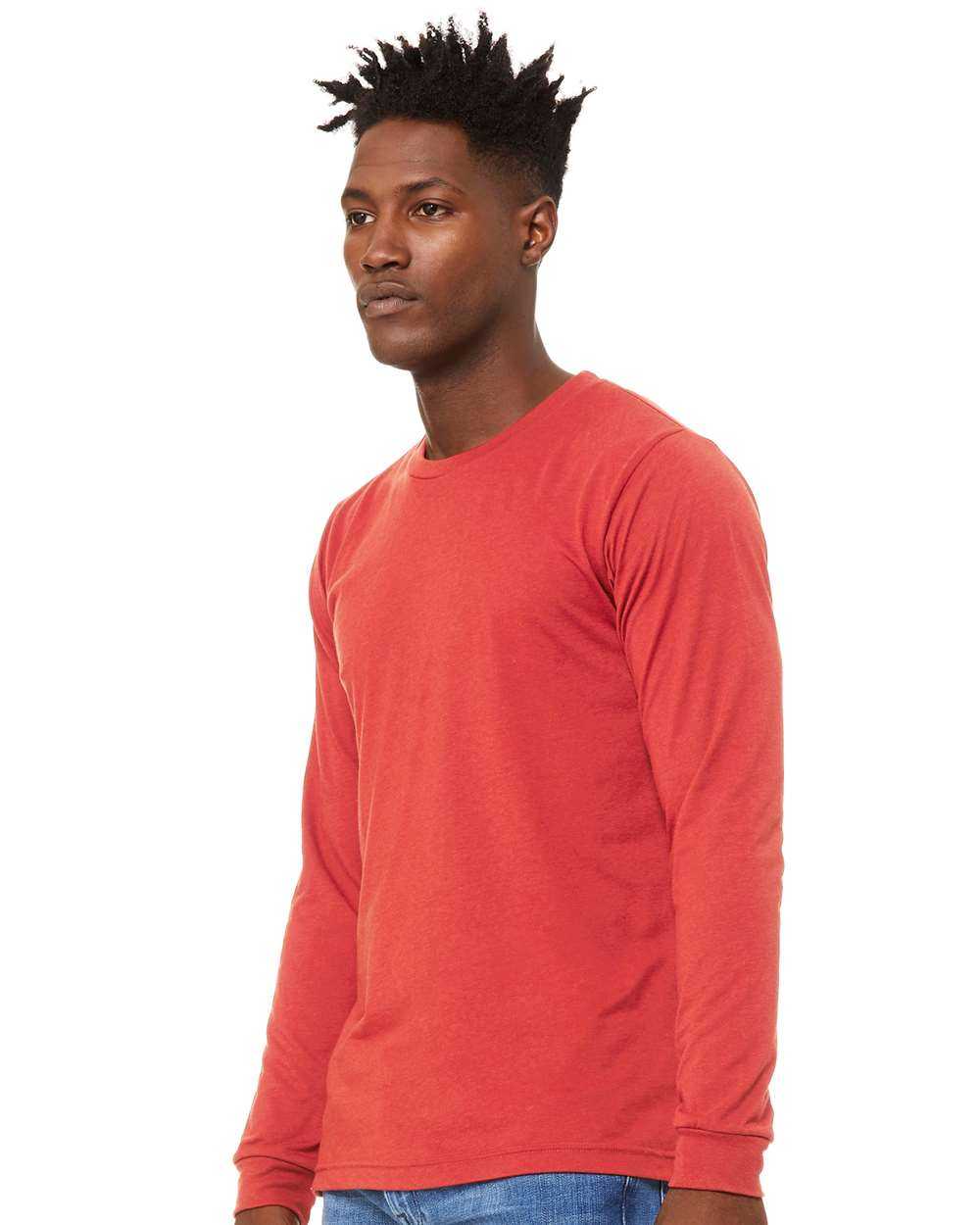 Bella + Canvas 3513 Unisex Triblend Long Sleeve Tee - Red Triblend - HIT a Double - 2