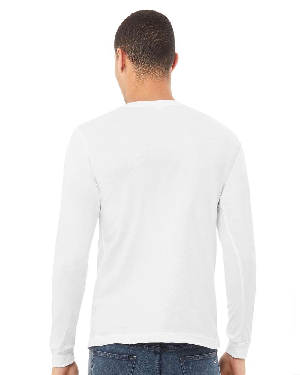 Bella + Canvas 3513 Unisex Triblend Long Sleeve Tee - Solid White Triblend - HIT a Double - 3