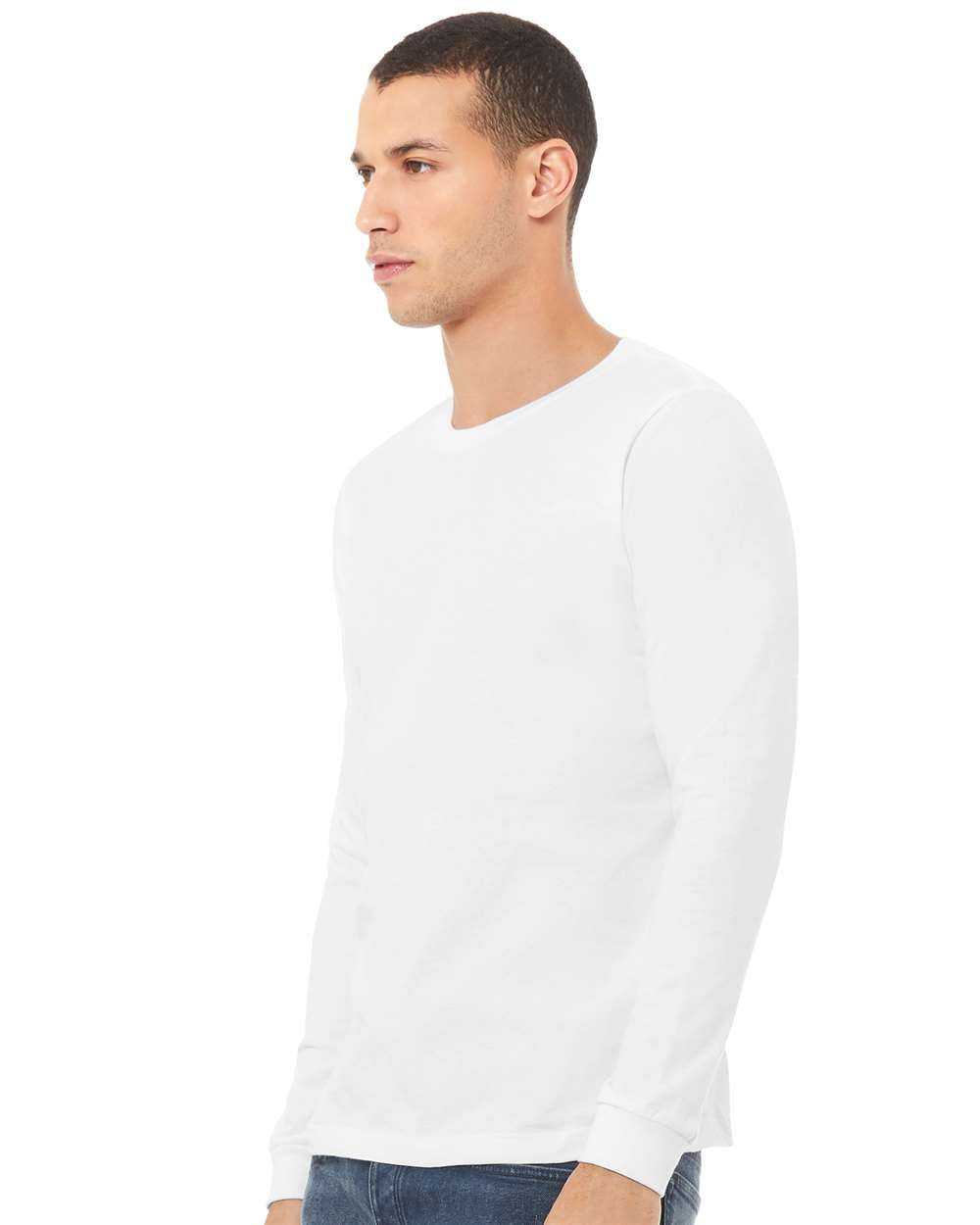 Bella + Canvas 3513 Unisex Triblend Long Sleeve Tee - Solid White Triblend - HIT a Double - 2