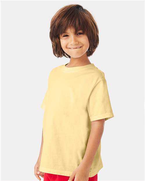 Comfortwash GDH175 Garment Dyed Youth Short Sleeve T-Shirt - Summer Squash Yellow - HIT a Double - 2