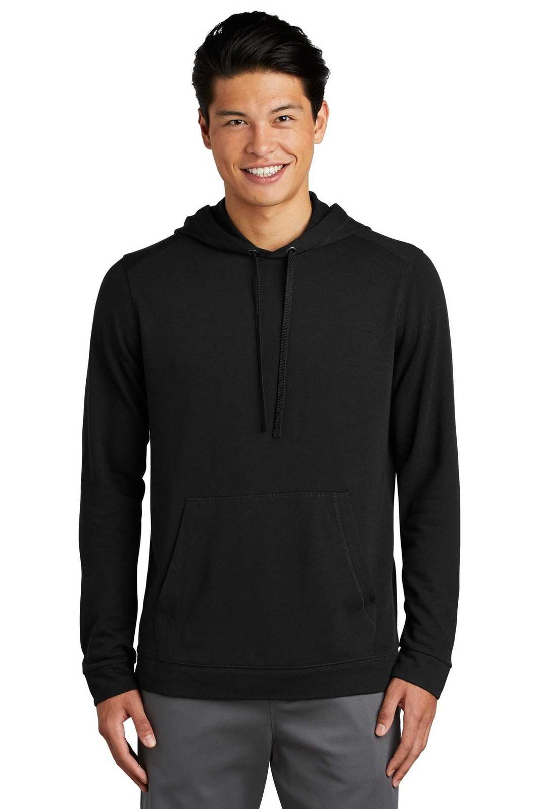 Sport-Tek ST296 PosiCharge Tri-Blend Wicking Fleece Hooded Pullover - Black Triad Solid - HIT a Double - 1
