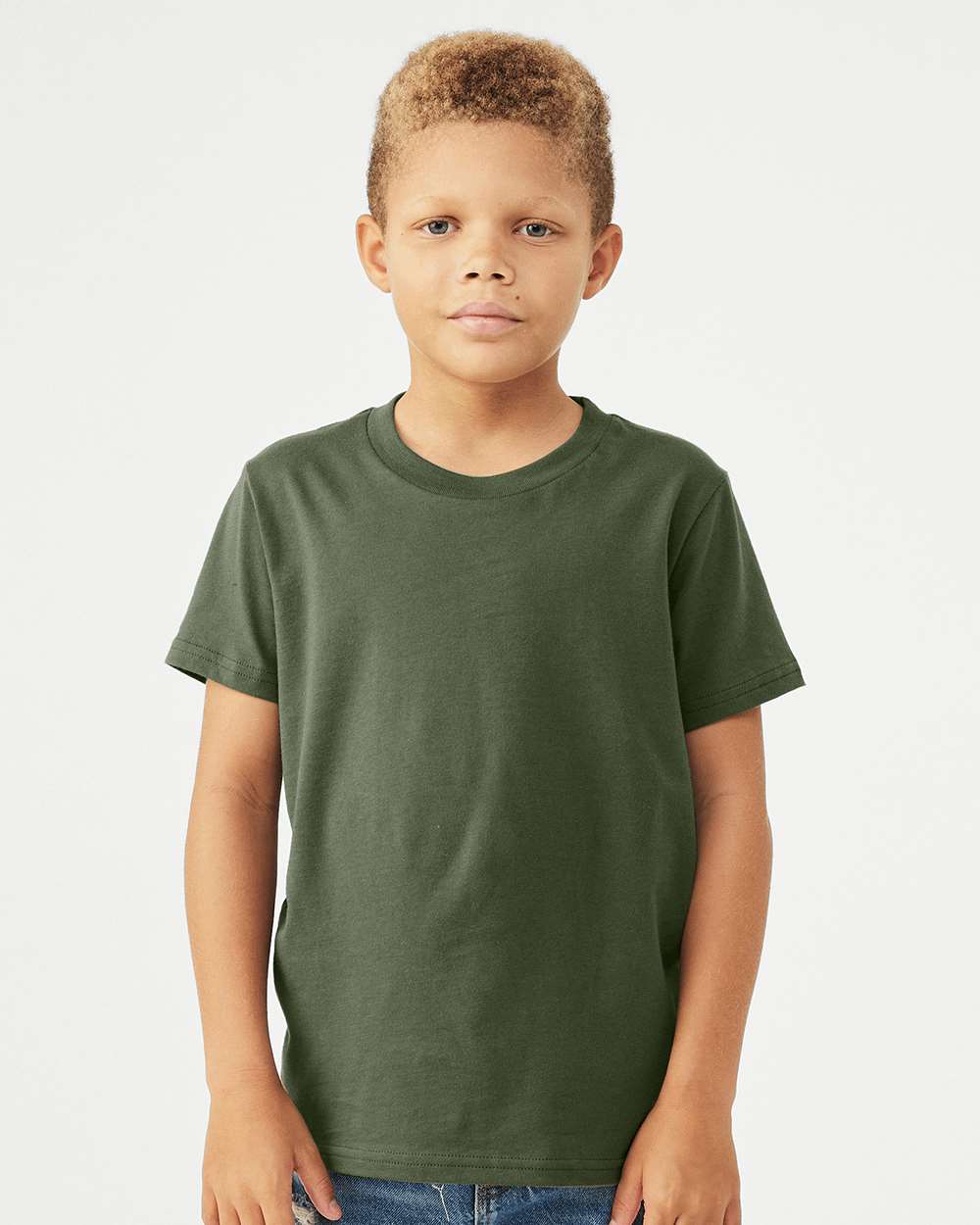 Bella + Canvas 3001Y Youth Unisex Jersey Tee - Military Green - HIT a Double - 1