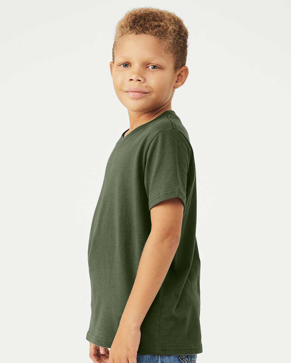Bella + Canvas 3001Y Youth Unisex Jersey Tee - Military Green - HIT a Double - 2