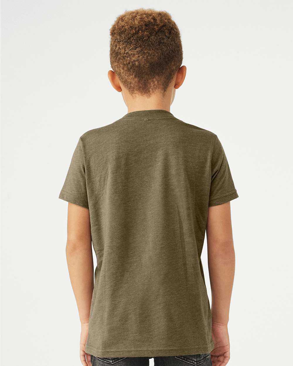 Bella + Canvas 3001YCVC Youth CVC Unisex Jersey Tee - Heather Olive - HIT a Double - 3