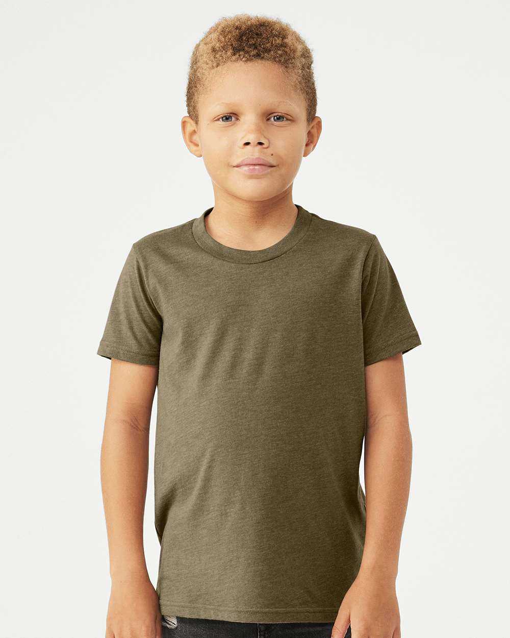Bella + Canvas 3001YCVC Youth CVC Unisex Jersey Tee - Heather Olive - HIT a Double - 1