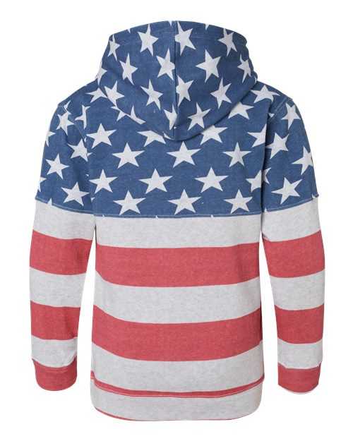 J. America 8880 Youth Triblend Fleece Hooded Sweatshirt - Stars &amp; Stripes Triblend - HIT a Double - 1